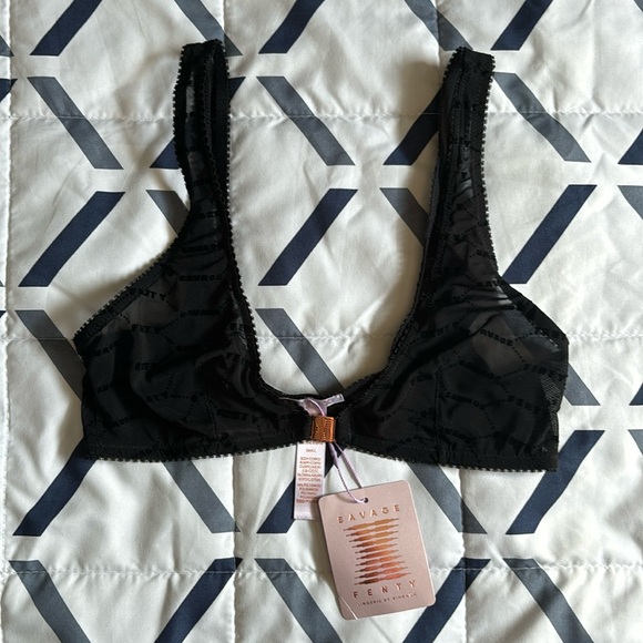 {NWT} Flocked Logo Bralette in Black Caviar - Picture 3 of 5